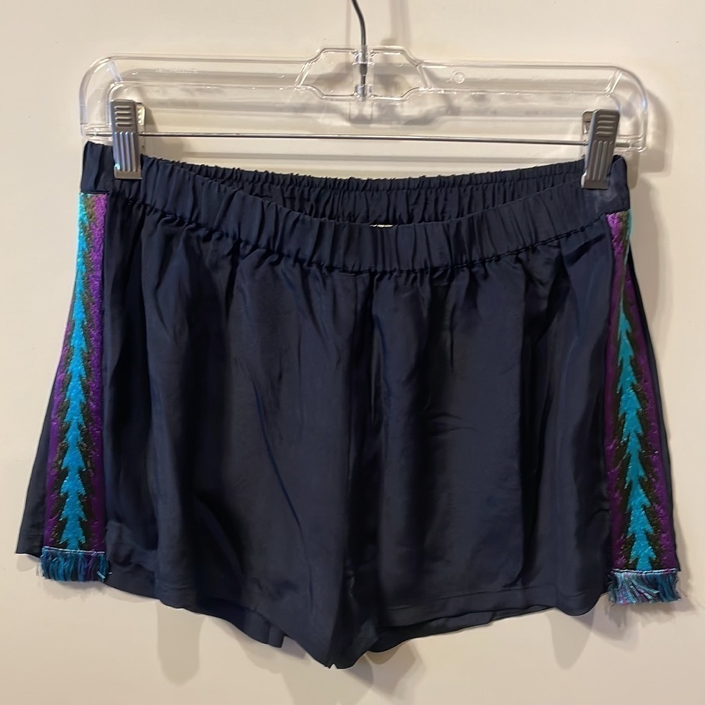 NWT Figue navy embellished silky boho shorts